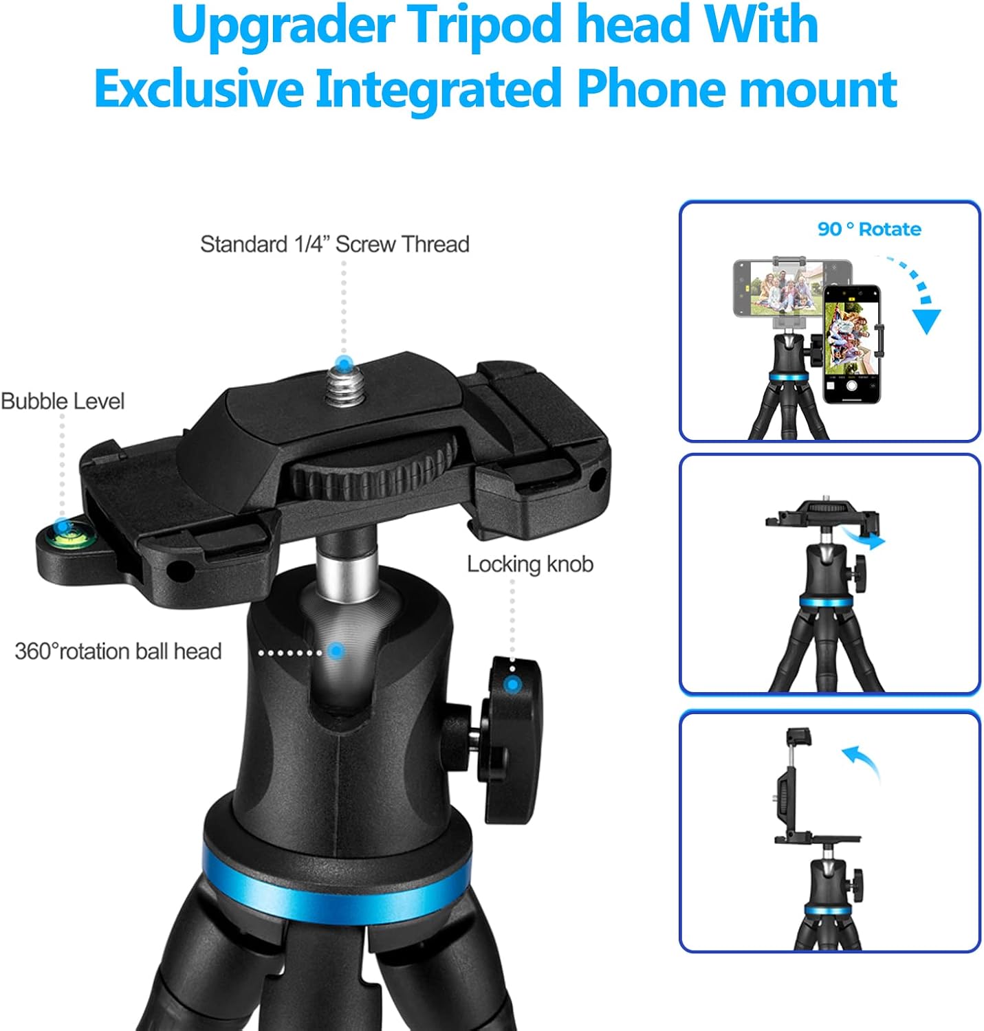 UBeesize Phone Tripod 12 Inch Flexible Cell Phone Tripod for iPhone with Remote Shutter Cold Shoe Universal Mobile Phone Mount for Samsung Google GoPro and 1K Camera Stand Holder with 1/4 Screw : Electronics