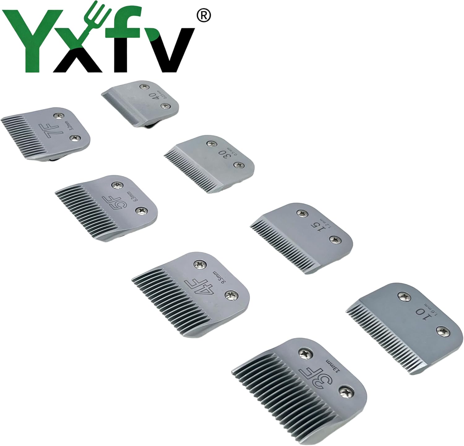 Replacement Dog Clipper Blades - 8 Pack Complete Set, Replacement for Andis A5, Oster A5, Wahl KM10 and Other Type A5 Clippers, Sizes 40, 30, 15, 10, 7F, 5F, 4F, 3F