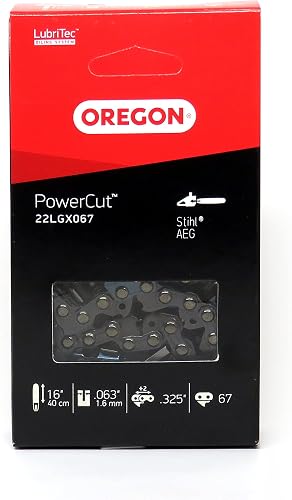 Oregon 22LGX PoweCut Saw Chain for 40 cm Blade with 67 Drive Links - Full Chisel Suitable for Stihl Chainsaws
