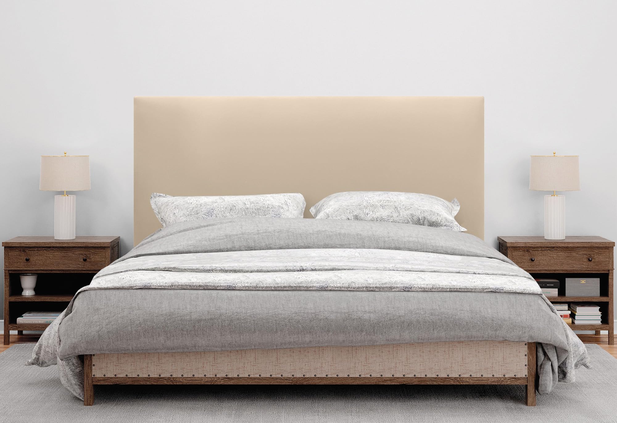 DHOME Testiera Imbottita Liscia in Similpelle Altezza 70CM Spessore 4cm e 8cm per Parete Acustica Testate Letto Pannello Fonoassorbente Camera da Letto (Similpelle Beige, 160cm, Spessore 8cm)