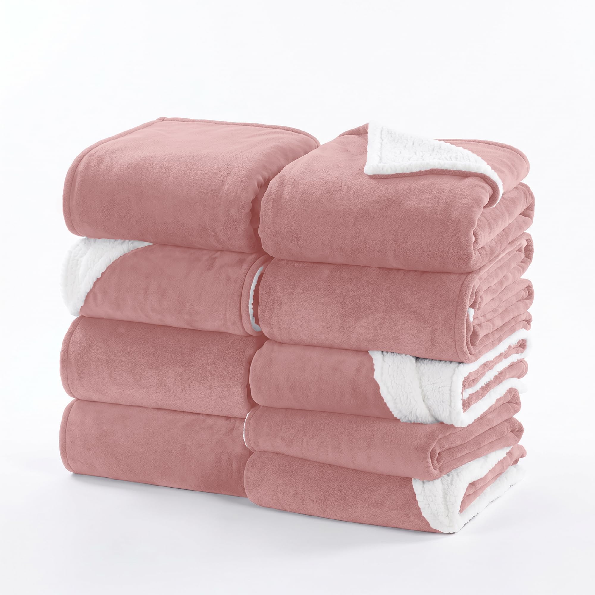 IR Imperial Rooms 9 Pack Bulk Queen Sherpa Blankets 90x90 Baby Pink