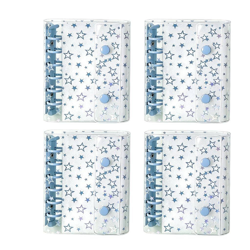 Raccoglitore ad anelli, formato A7, in plastica PVC, impermeabile, per scuola e ufficio (blu-4)