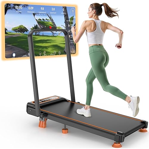 Walking Pad Treadmill with 12% Incline & Dual LED Display, 4 in 1 Walking Pad with Handle Bar, 3.5HP Foldable Under Desk Treadmill, Portable Treadmills for Home 350LBS, 4 Adjustable Incline, RGB Light