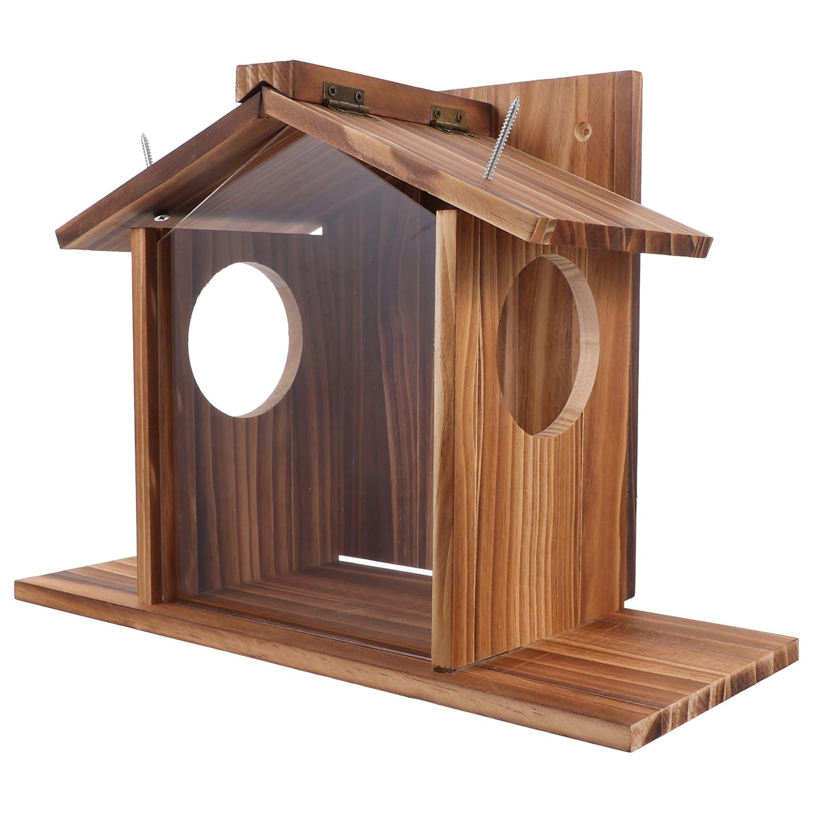 Holz Futterhaus für Eichhörnchen zum Aufhängen im Garten und Hinterhof Wetterfester Futterkasten mit Einfacher Zuführung und Natürlichem Design