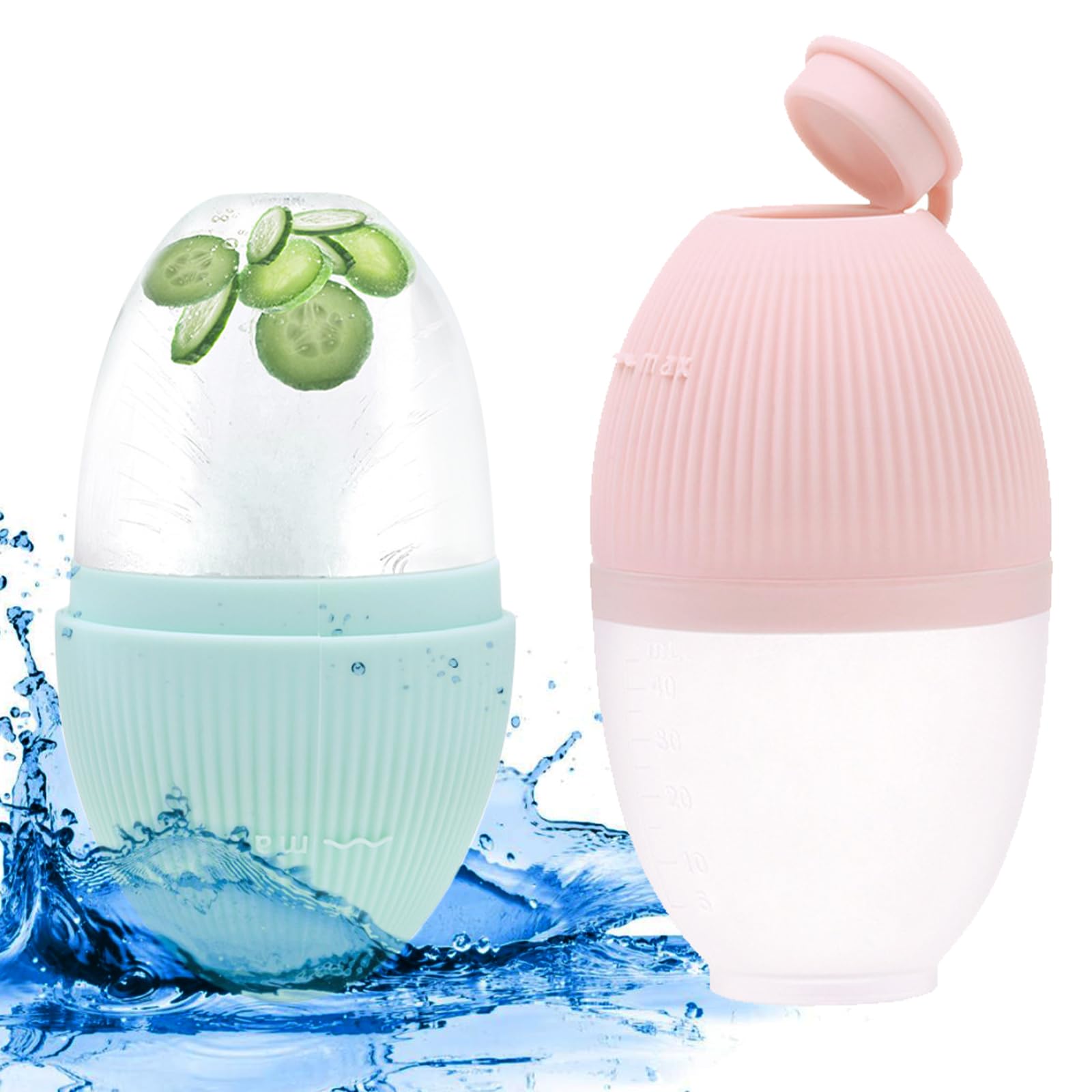 2 Piezas Ice Roller Facial Hielo para la Cara|Reusable Silicone Rodillo de Hielo Facial|Hielo Facial para Hielo Cara, Reafirmar la Piel, Ojeras y Bolsas Faciales (A)