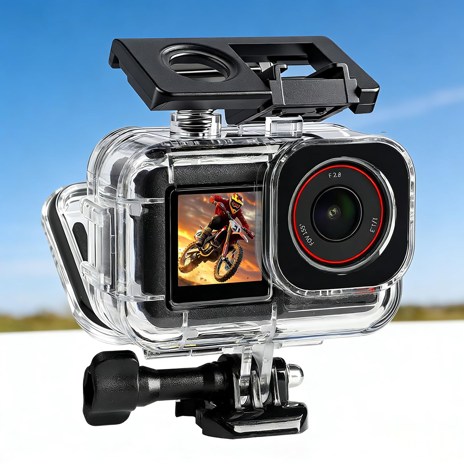 HTU Zestaw akcesoriów 55 w 1, kompatybilny z Osmo Action 5 Pro 4 3, zestaw akcesoriów, torba do noszenia, kijek do selfie, statyw, wodoszczelne etui, 1 zestaw