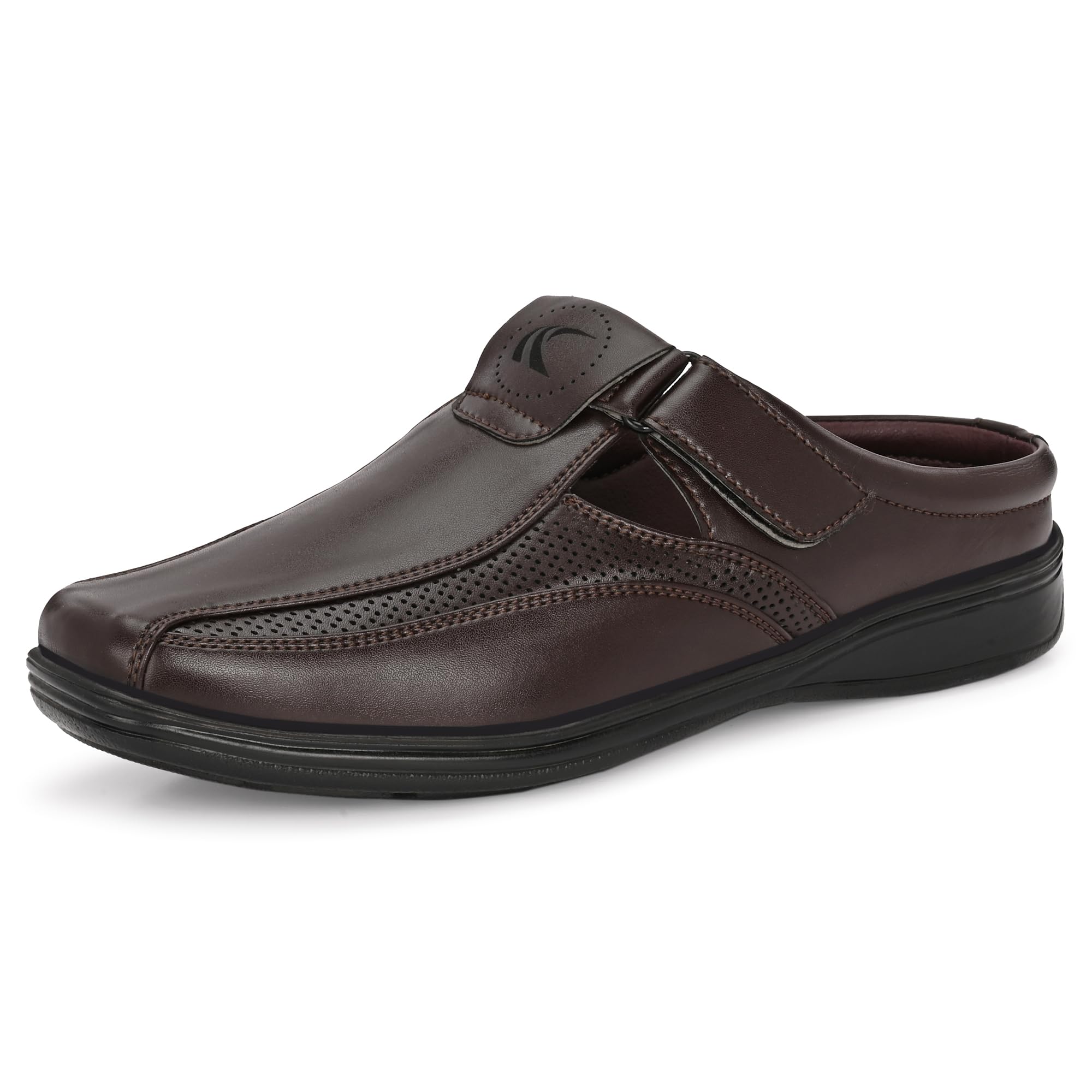 Men's Half Slip-On Sandal with Velcro Strap, Perforated Design, Slip-On Mule-image-16