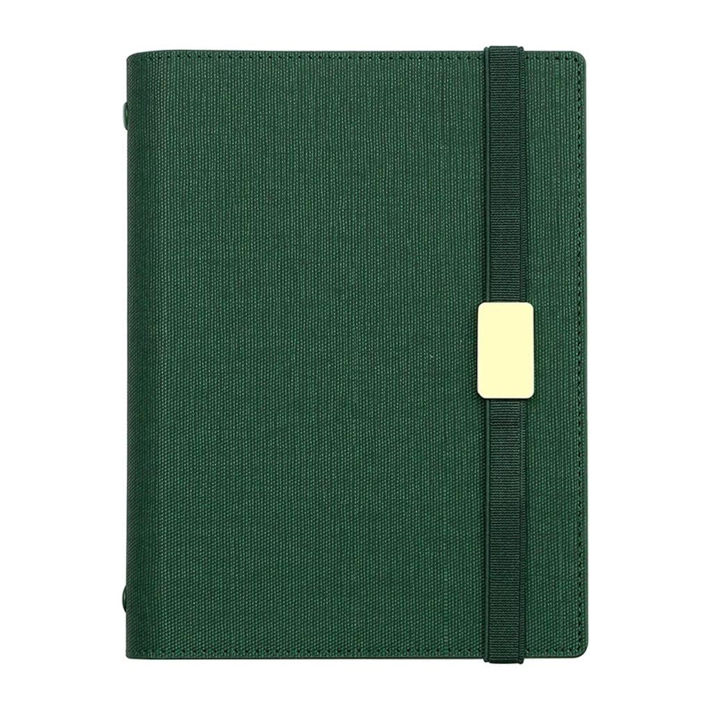 EDDGE Cuaderno de Hojas Sueltas en Espiral extraíble con Superficie de Cuero de Oficina for Asuntos comerciales, Bloc de Notas Multifuncional con 6 Agujeros (Color : Vert)
