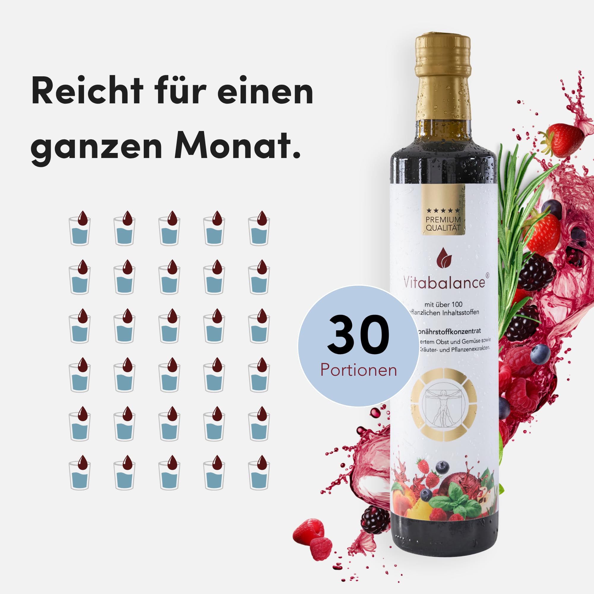Vitabalance® Mikronährstoffkonzentrat 500 ml – 128 Zutaten inkl. fermentiertem Obst und Gemüse – für die tägliche Nährstoffversorgung von Familie & Kindern ab 3 Jahren | Vegan | 1-Monats-Vorrat