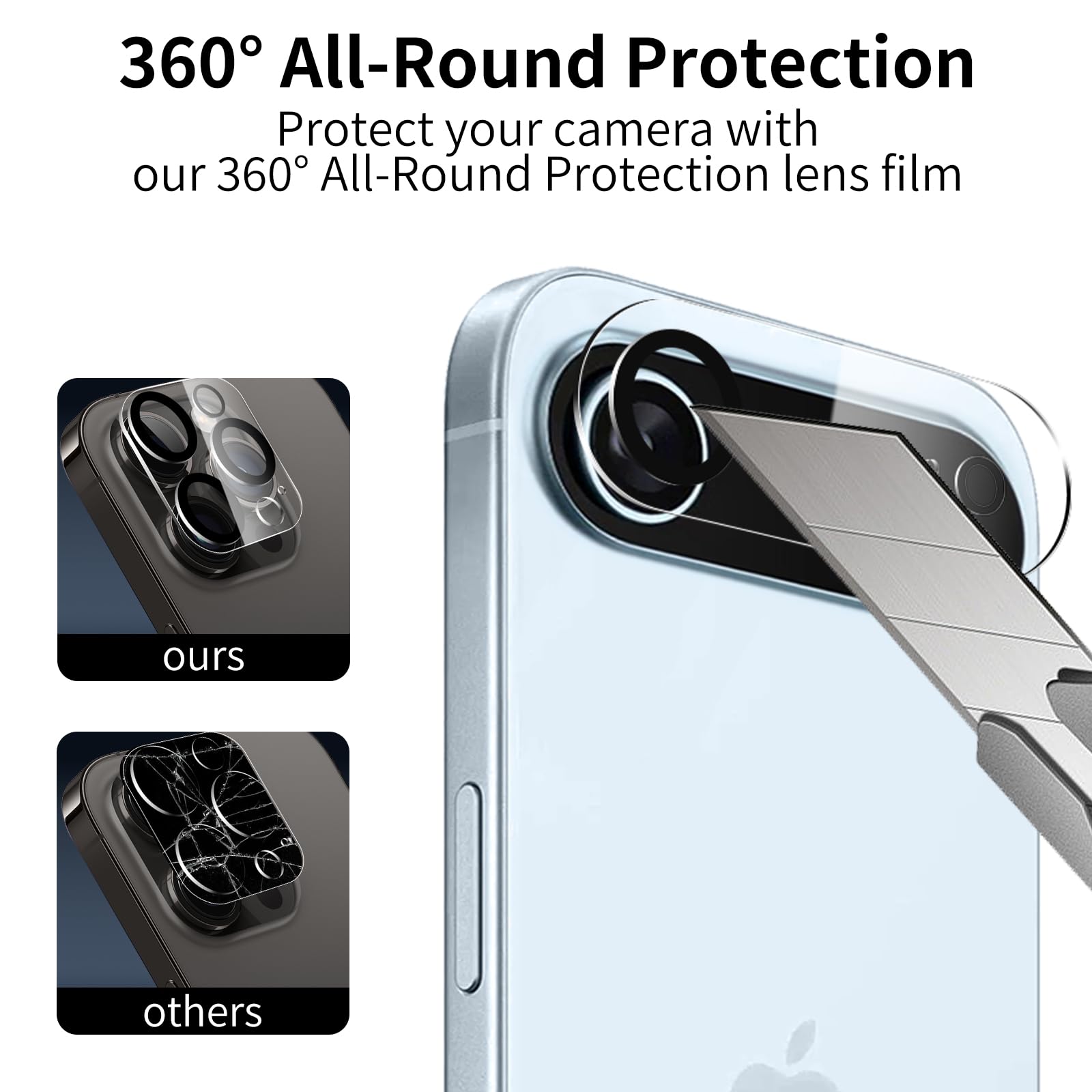 3+3 szt. do iPhone'a 17 Air osłona ekranu + osłona obiektywu aparatu (z ramką instalacyjną, odporna na zarysowania folia ze szkła hartowanego, ochrona przed upadkiem, przezroczysta HD, łatwa