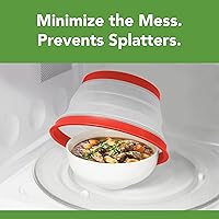 Vista 2 de Tovolo Cubierta de salpicaduras para microondas para alimentos, paquete de 3 (rojo manzana caramelo) – Tapa protectora de salpicaduras de silicona