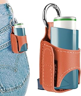 Inhaler Carrying Case, Inhaler Spacer Holder Case with Metal Buckle, Handy, Lightweight, and Protective PU Storage Bag for Daily Use, School, and Travel Glueckind