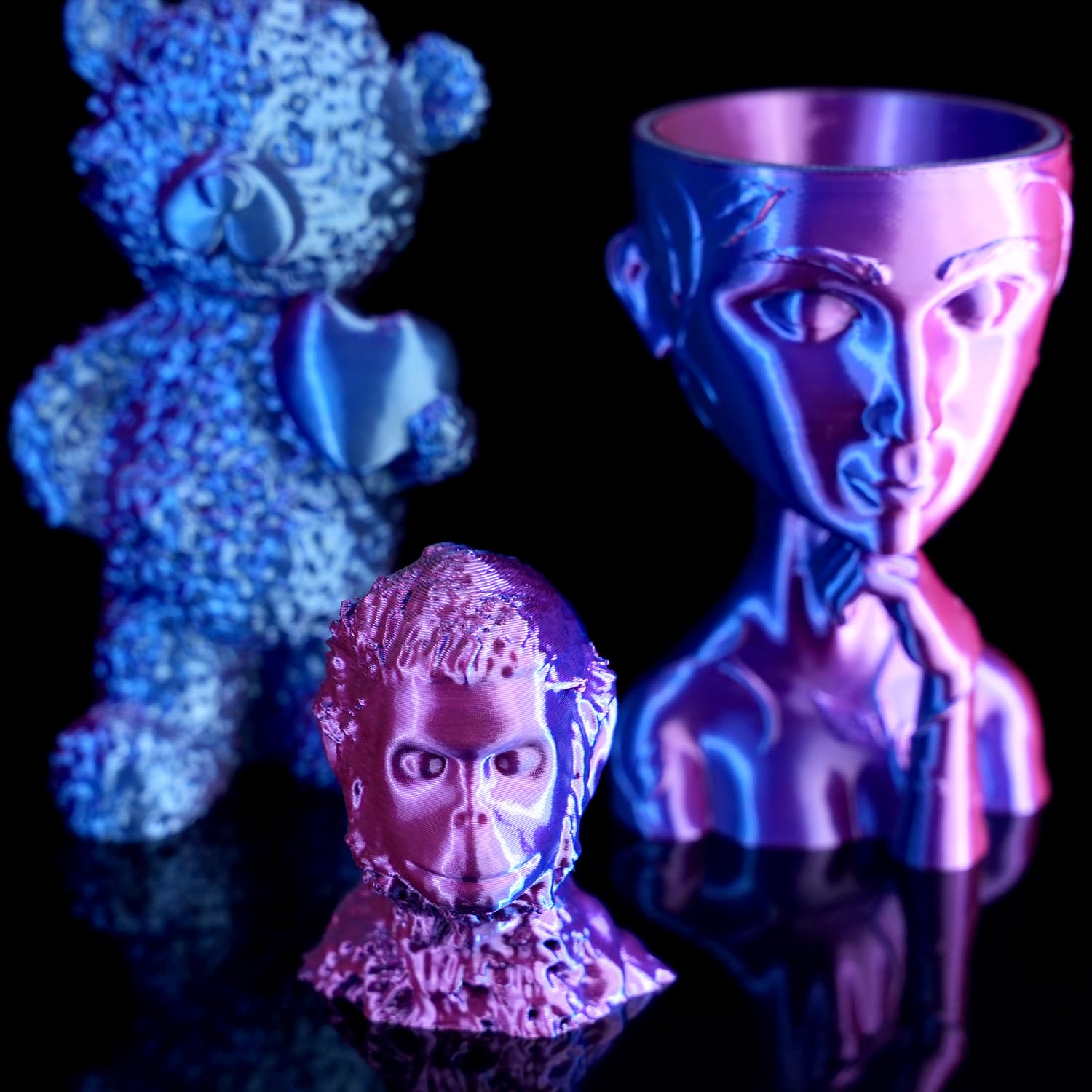 GratKit Filamento PLA Seda Tricolor,Coextrusion Filamento de Impresión 3D 1.75mm, -0.03mm,10KG,Silk PLA mezclar colores