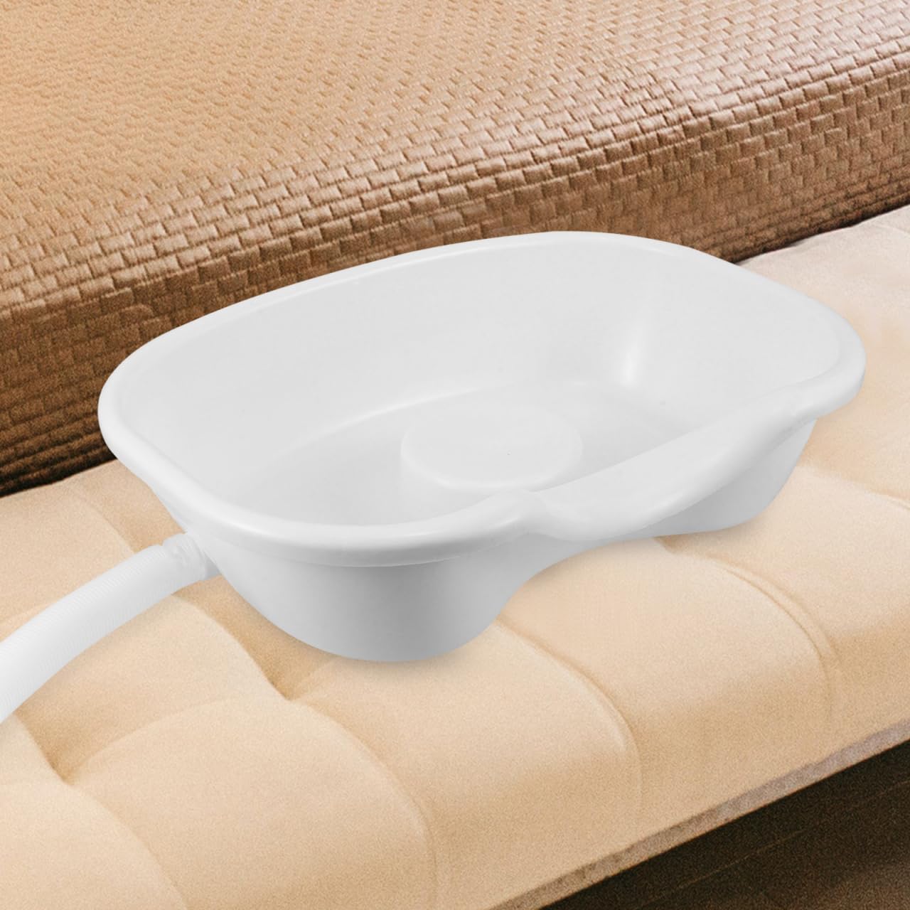 Healeved Lavandino portatile per lavare i capelli prostrati, letto con supporto ergonomico per testa e collo scarico per anziani disabili e incinte, casa e ospedali bianco