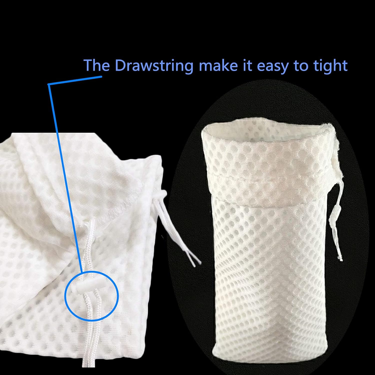 Filter Socks 4 Inch Opening by 7.1 Inch Long, 3D Honeycomb Design Filter Bags, Small Filter Media Bag, Drawstring Aquarium Filter Sock (4" x 7.1"（4 Pack）)