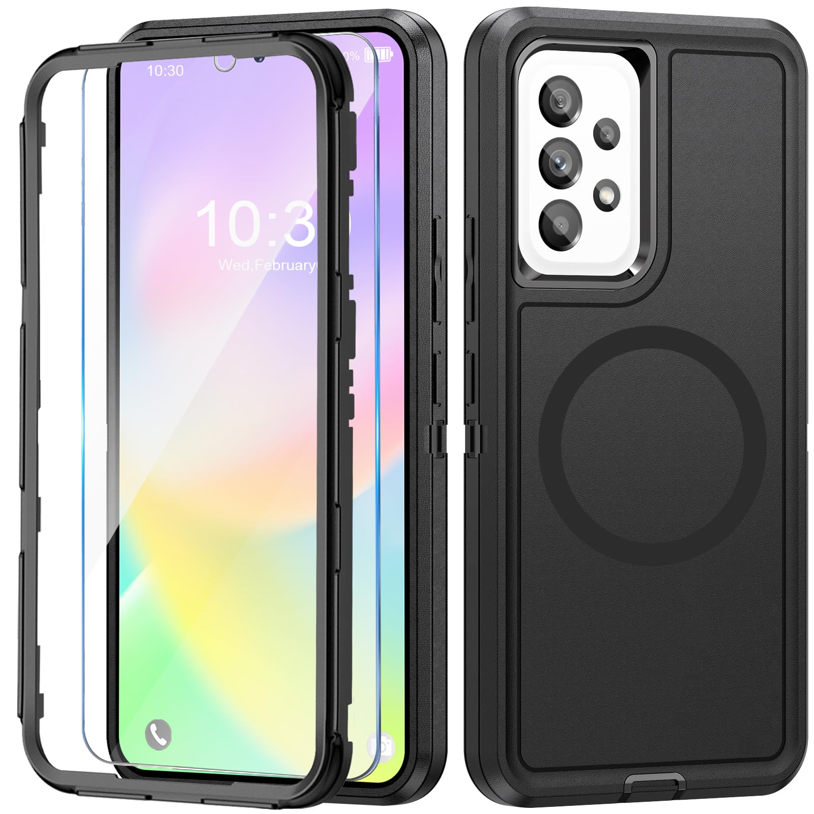 Giyer Handyhülle für Samsung Galaxy A53 5G Hülle mit Schutzfolie, 360° Stoßfest Robust Panzerhülle für Samsung A53 5G Case Cover Schutzhülle mit Magnetisch (Schwarz, Für Samsung Galaxy A53)