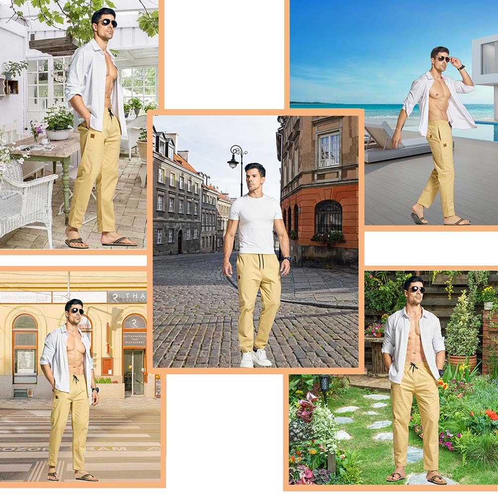 JustSun Hosen Herren Cargo Chino Hose Freizeithose Herren Elastische Taille mit Kordelzug