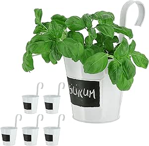 Cepewa Übertopf 6er Set weiß Ø15cm H5cm Kräutertopf zum Aufhängen