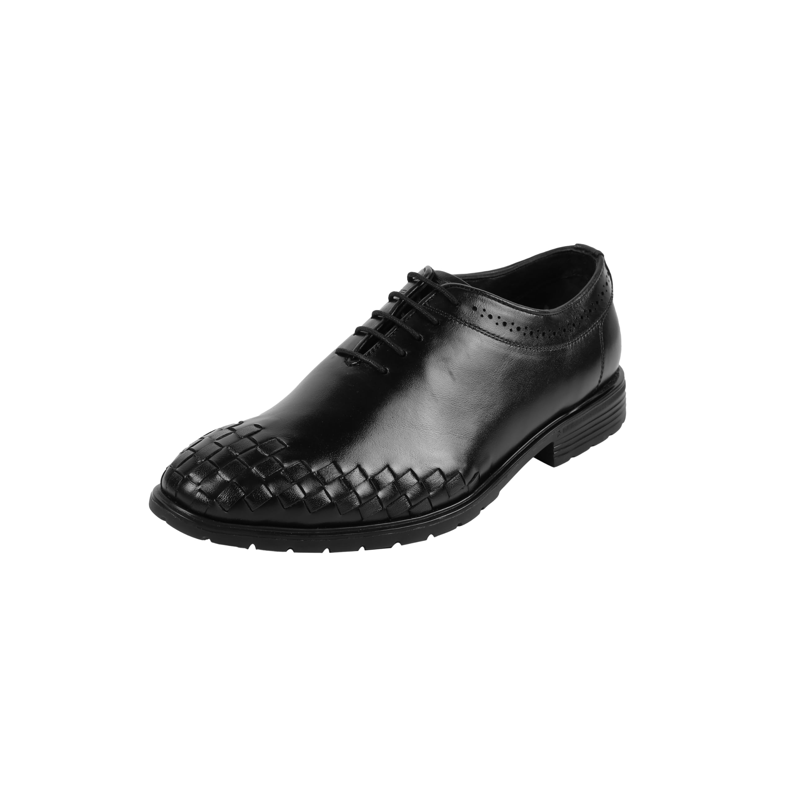 Men's Lace-Up Formal Shoe with Perforated Detailing and Sleek Design-image-1