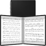 HOUYEE 1 Pack Sheet Music Folder,Spiral Binder Organizer for Music Stand,40 Plastic Sleeves Display 80 Pages, Fits Letter Size 8.5 x 11 Inch, Piano Sheet Music Holder For Choral Band Orchestra (Black)