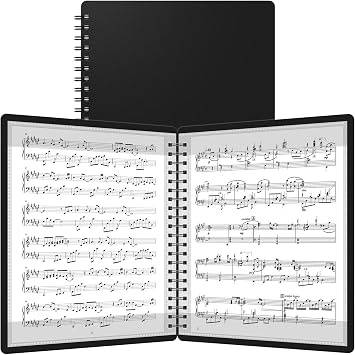 HOUYEE 1 Pack Sheet Music Folder,40 Plastic Sleeves Display 80 Pages, Black