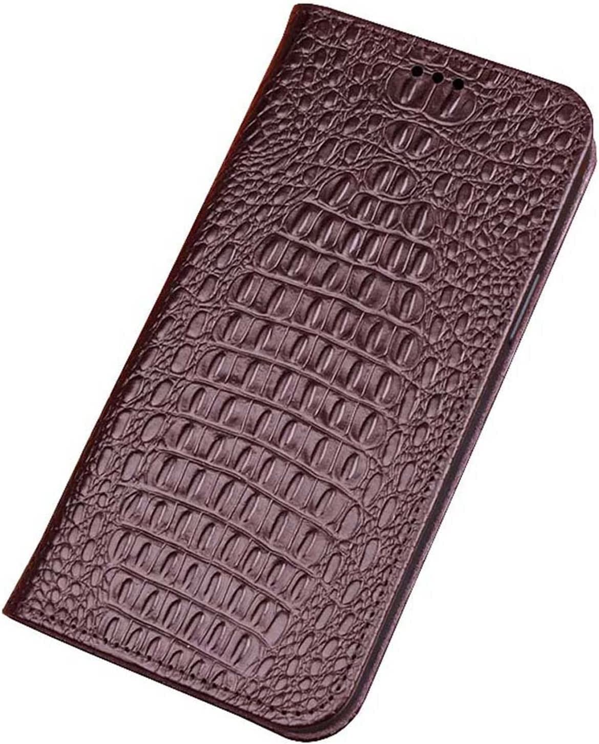Funda de cuero premium para iPhone 14 Pro Max con elegante relieve de cocodrilo marrón 8