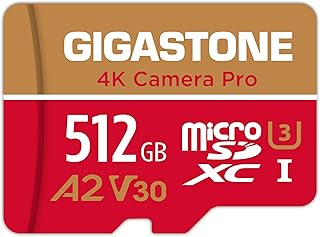 [5-Yrs Free Data Recovery] Gigastone 512GB Micro SD Card, 4K Camera Pro, A2 V30 for Smartphone, Gopro, Action Cams, 4K UHD Video, For Nintendo-Switch, Up to 100MB/s, UHS-I U3 C10 Class 10 with Adapter