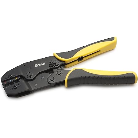 TITAN 11477 Ratcheting Wire Terminal Crimper Tool for Insulated Terminals, Fixed Jaw Crimper