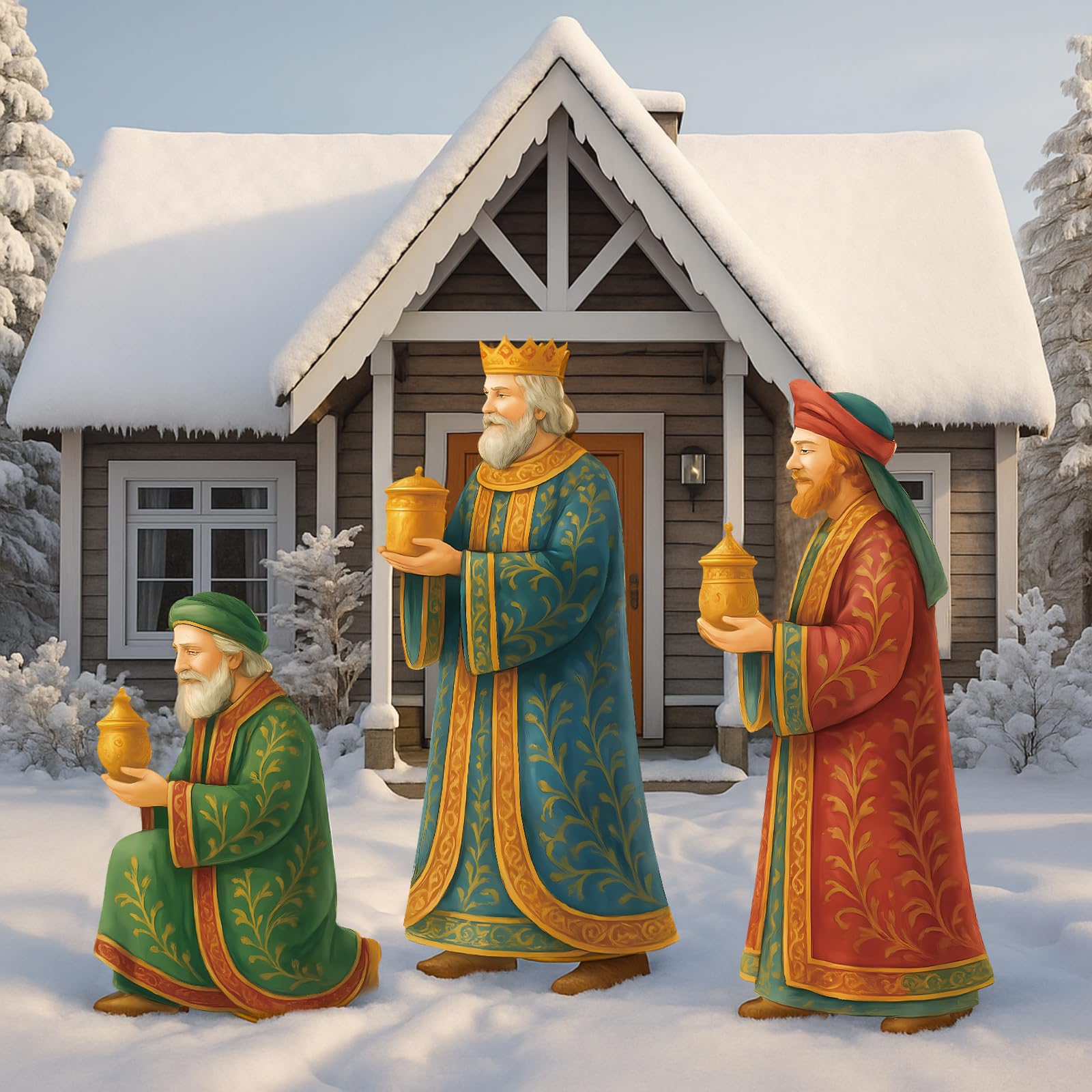 Snapklik.com : 3 Ft Large Metal Nativity Scene Yard Stake Outdoor Three ...