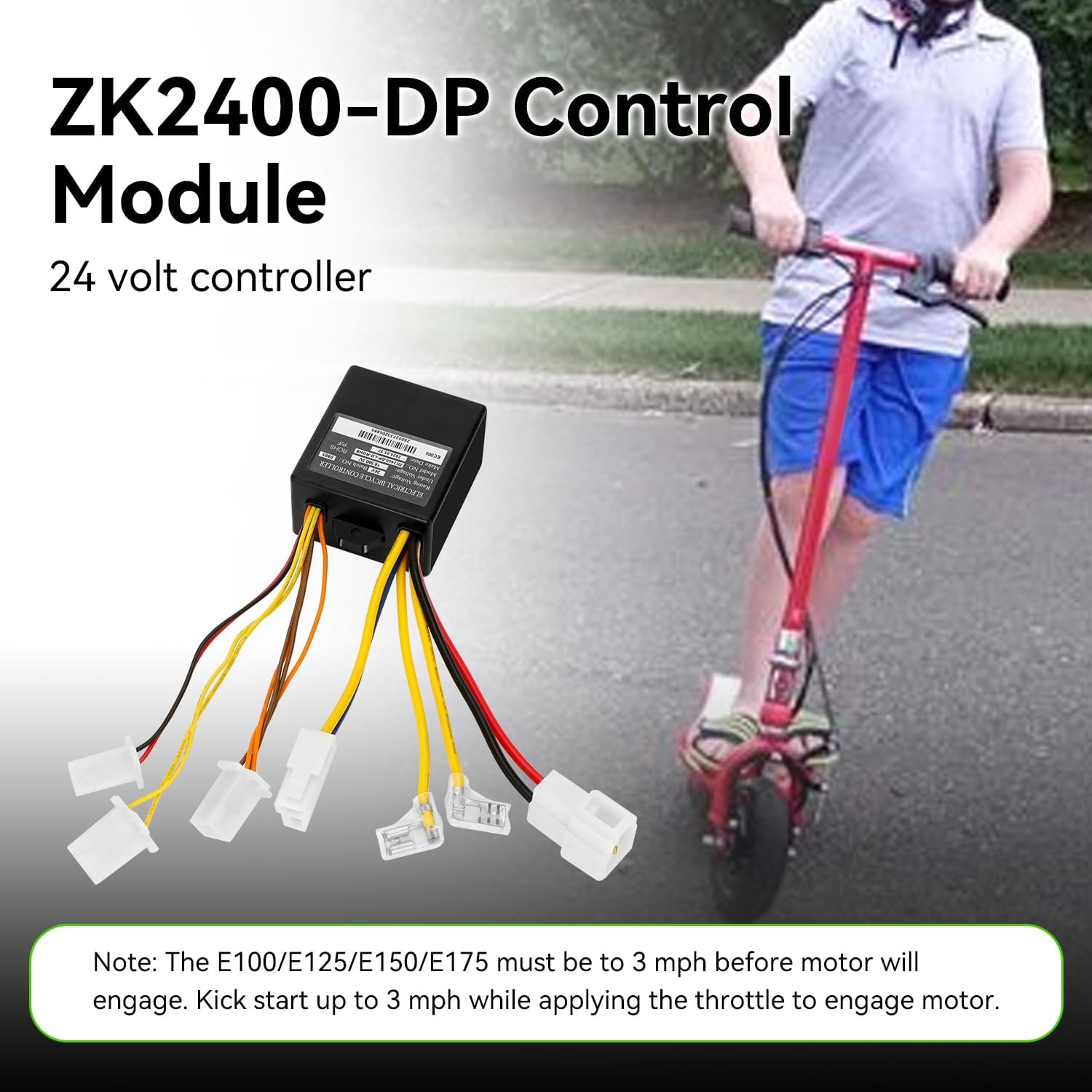 E100 Controller Replacement for Razor E100 E125 (V10+) E175 (V18+) Electric Scooter, Control Module and Handlebar Grips for E150 Part ZK2400-DP-LD-ROHS ZK2400-DP-FS-ROHS