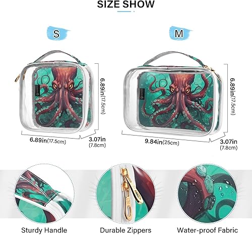 Miniatura 4 de Sea Octopus Clear Toiletry Bag for Traveling,2 Pack Makeup Cosmetic Bag with Zipper,Travel Bag for Toiletries,Travel Essentials 21214930