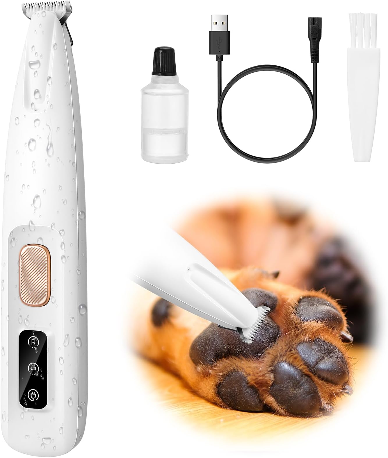 Palksky Dog Paws Trimmer Upgraded 18mm Blade Electric Dog Clipper for Grooming with LED Display Waterproof Pet Micro Precision Trimmer Rechargeable Hair Shaver for Feet, Ears, Face, Stiffness, Eyes