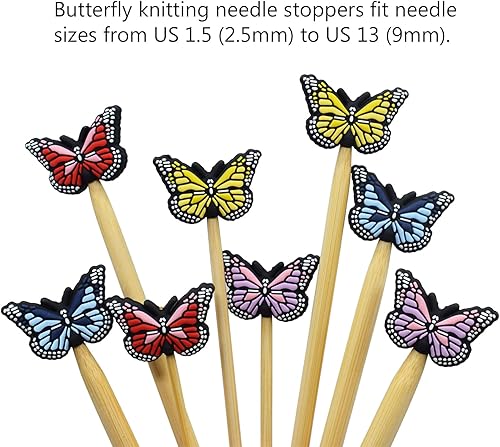 Miniatura 3 de Tapones de aguja de tejer lindos protectores de punta de aguja de rosa y mariposa tapones de puntada suministros de punto accesorios