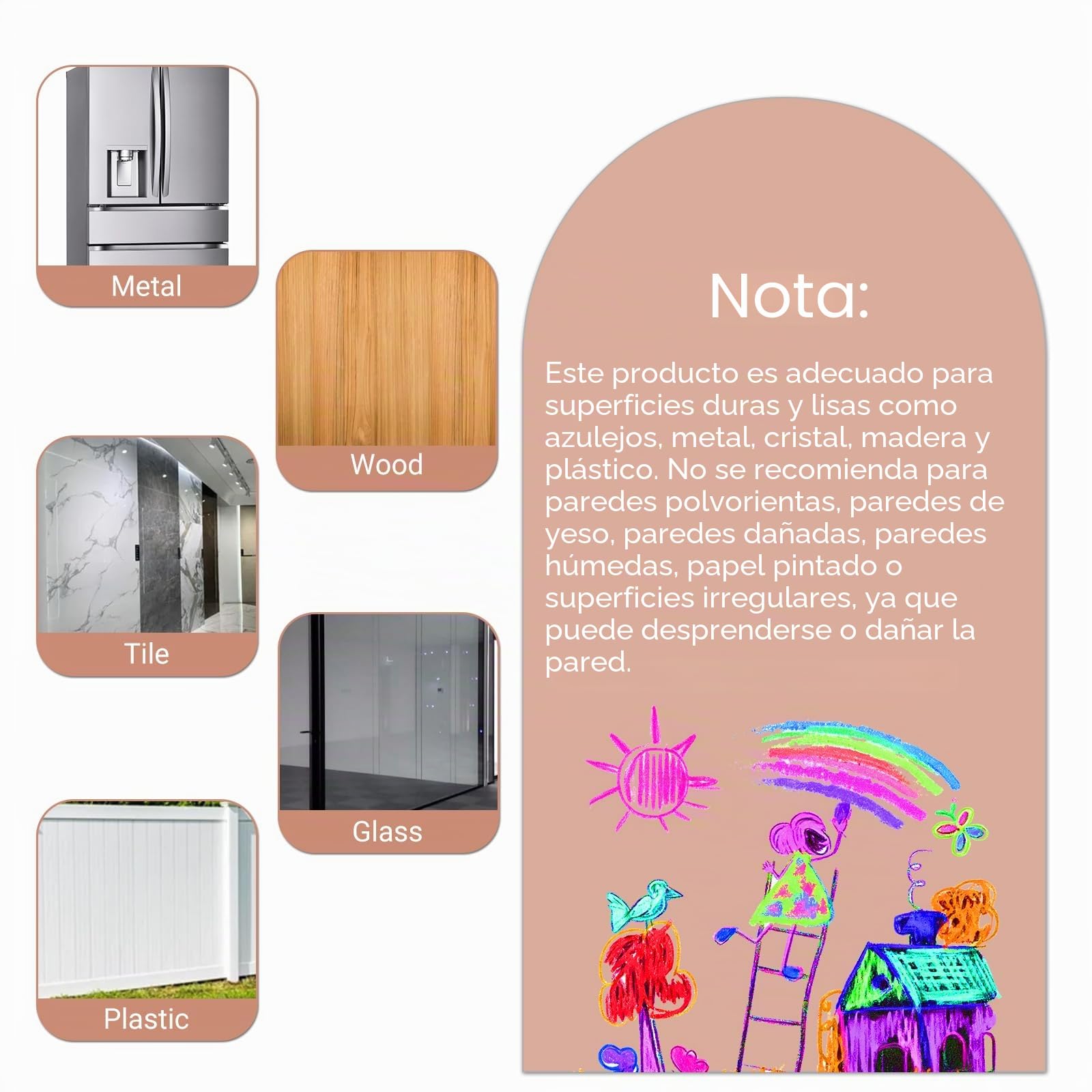 Pizarra Magnética Adhesiva de Pared 80 x 40 cm – Pizarra Negra Borrable en Seco con Tizas, Imanes y Paño (Rosado)