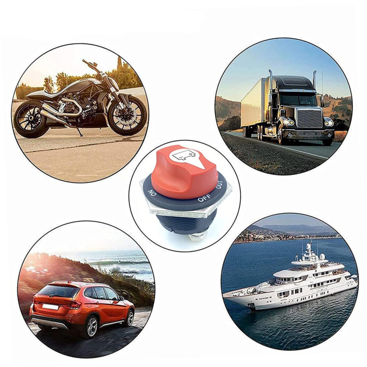 Mikinona Battery Switch 12v-24v Waterproof Isolator Disconnect Switch for Car Rv Boat ATV Utv