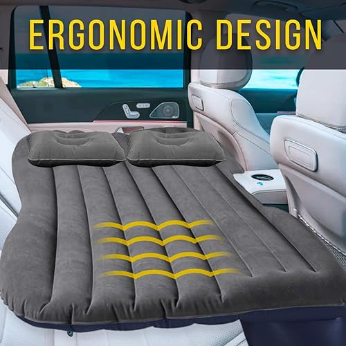 Vista 2 de Zento Deals - Colchón inflable de viaje para asiento trasero de automóvil con 2 almohadas, calidad prémium, ajuste universal Colchón inflable