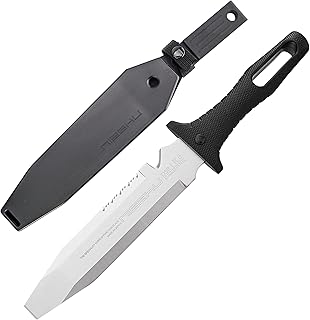 Nisaku NJP821 Mizukatana Field and Hunting Knife w/Specialty Pry Tip-Hardened HRC58 Japanese Stainless Steel, 7.25-Inch Blade, 5.5-Inch Black Ergonomic Plastic Handle - Nisaku
