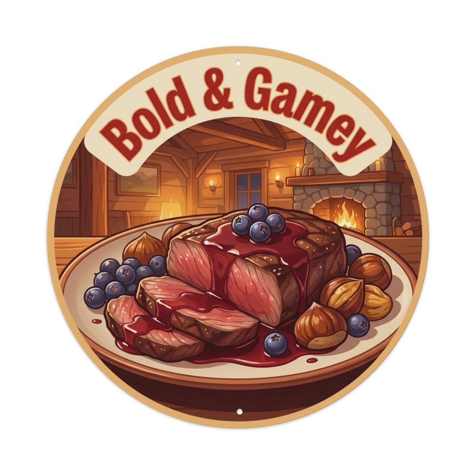 Metal Tin Sign Venison Steak Gourmet Food