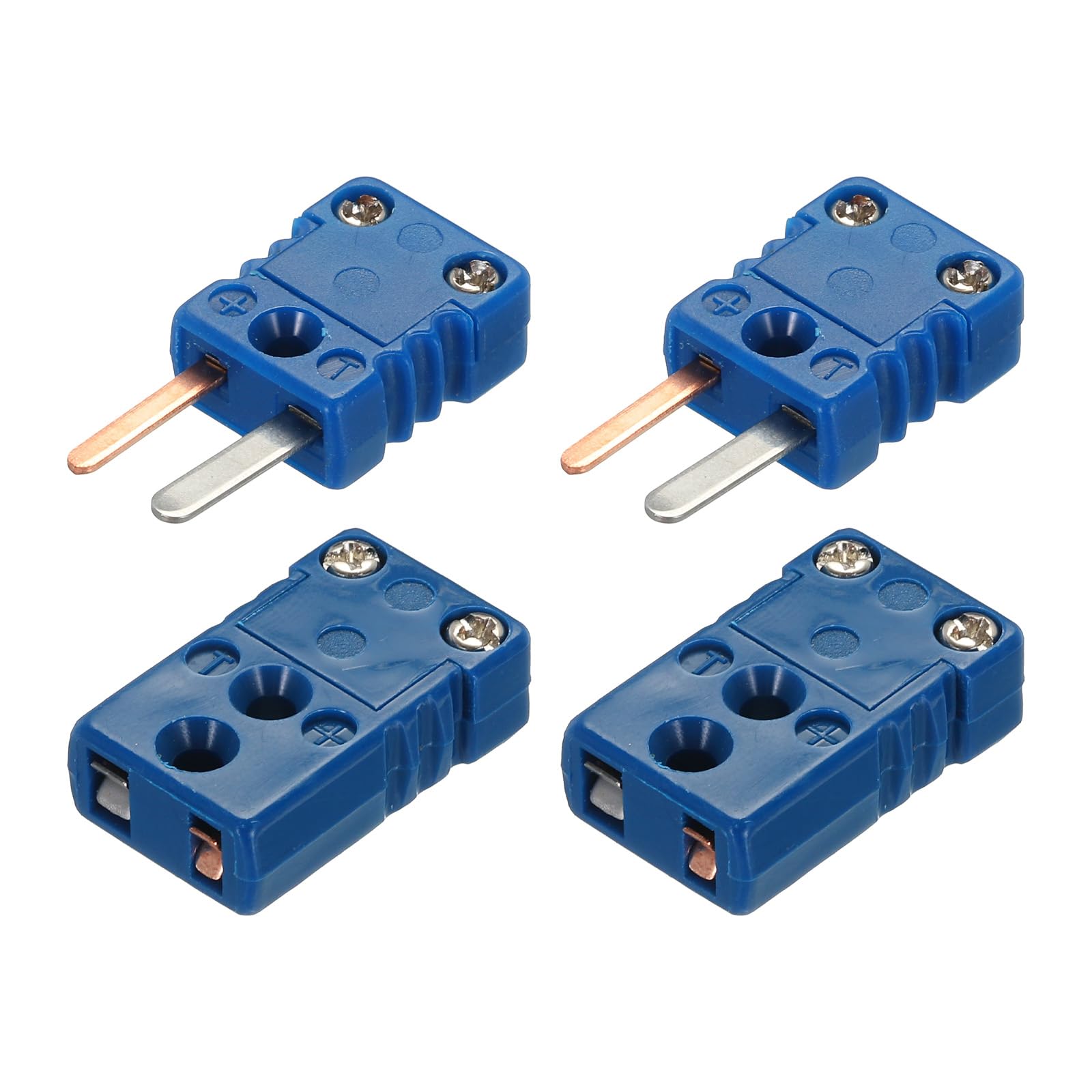 MECCANIXITY T Type Thermocouple Wire Connectors Female Male Plug Adapter High Temperature 200°C(392°F) for Thermocouple Sensor Probe Blue 2 Set