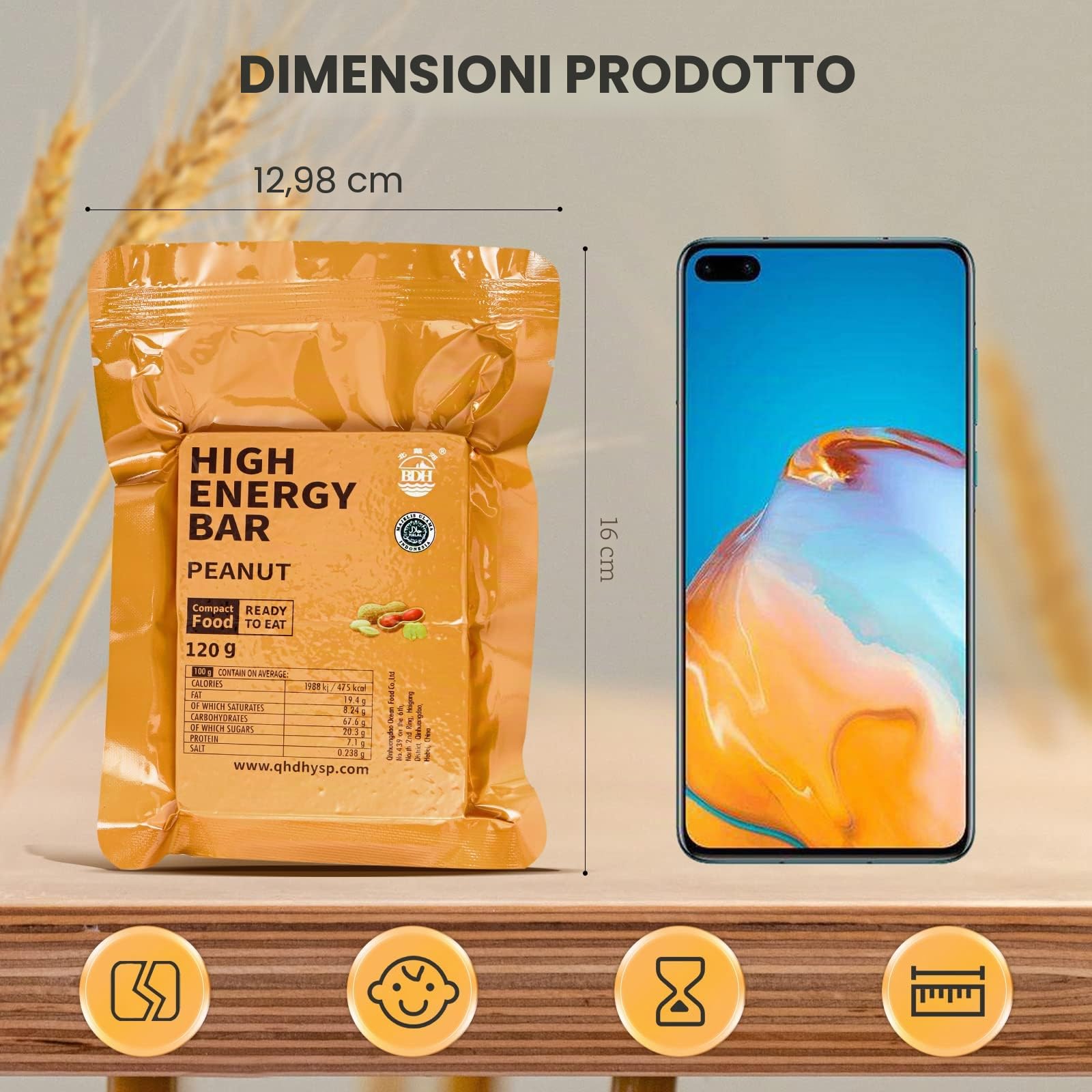 BDH 1 confezione di barre alimentari di emergenza, con linguette di sopravvivenza originali per campeggio, emergenza, tempesta di neve, terremoti, disastri, con durata di 20 anni, 250 g/bar