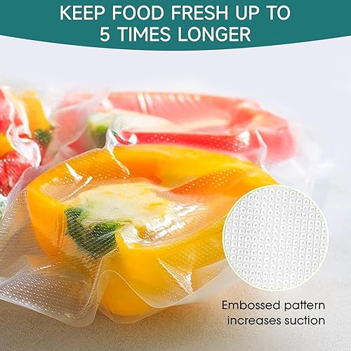 Miniatura 3 de Bonsenkitchen Bolsas selladoras al vacío, 200 unidades de 8 pulgadas de ancho x 12 pulgadas de alto, sin BPA, grado comercial, bolsas gruesas en