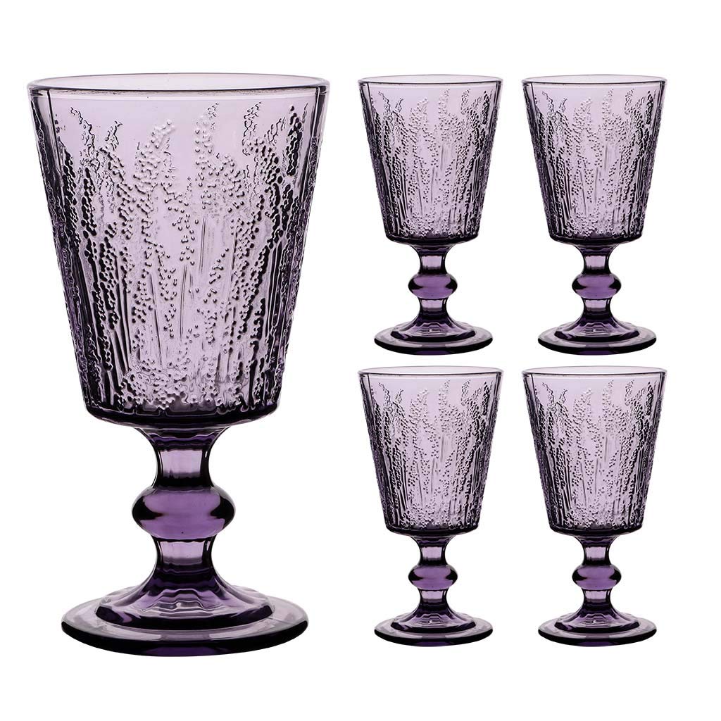 Dibor Wine Glass Set of 4 - Purple Dishwasher Safe 295ml Goblets Alfresco Dining Glassware โ image 1