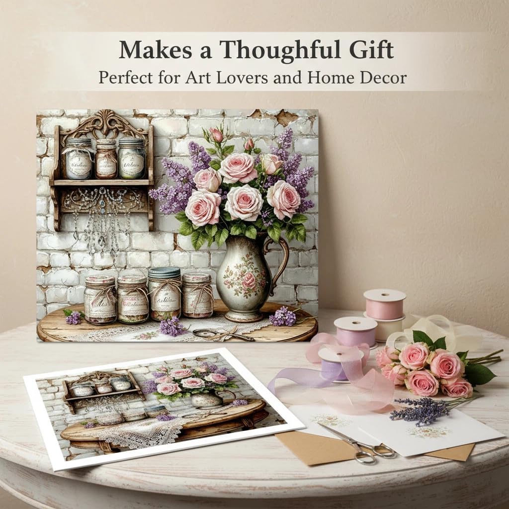SHONGSHU Vintage Floral & Jar 5D Diamond Painting Kit for Adults Diamond Art Kit, DIY Arts and Crafts for Adults, Nostalgic Home Decor Diamond Painting image 5