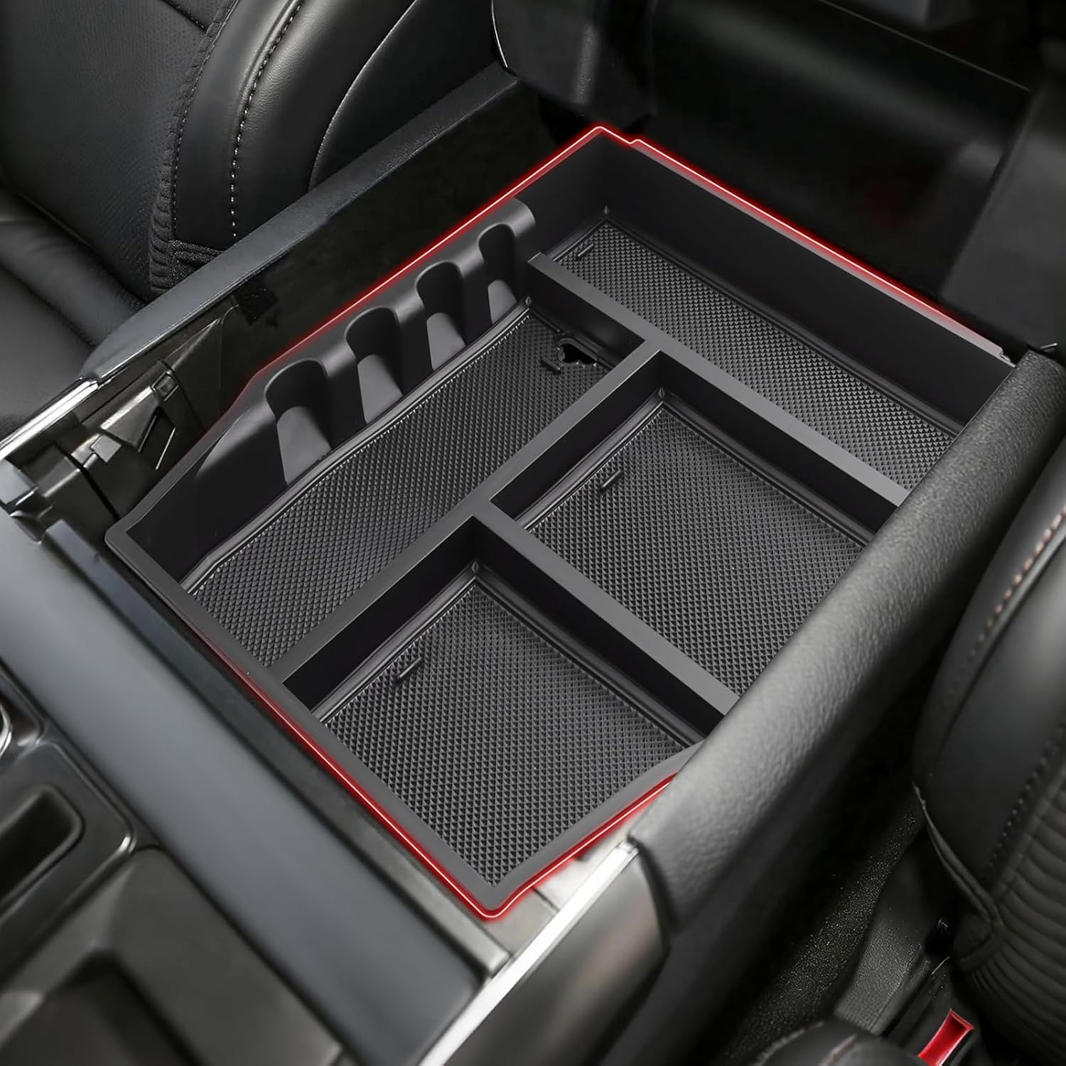 Autorder Center Console Organizer for Ford F-150 F150 2021-2026 Accessories Armrest Storage Box Secondary Insert Tray with 2 Color Mats