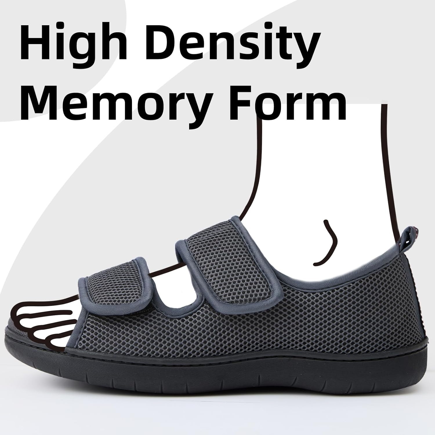 Women Men's Open Toe Diabetic Recovery Slippers Adjustable Slipper with Anti-Slip Indoor Outdoor Sole US6-US13 - Image 4