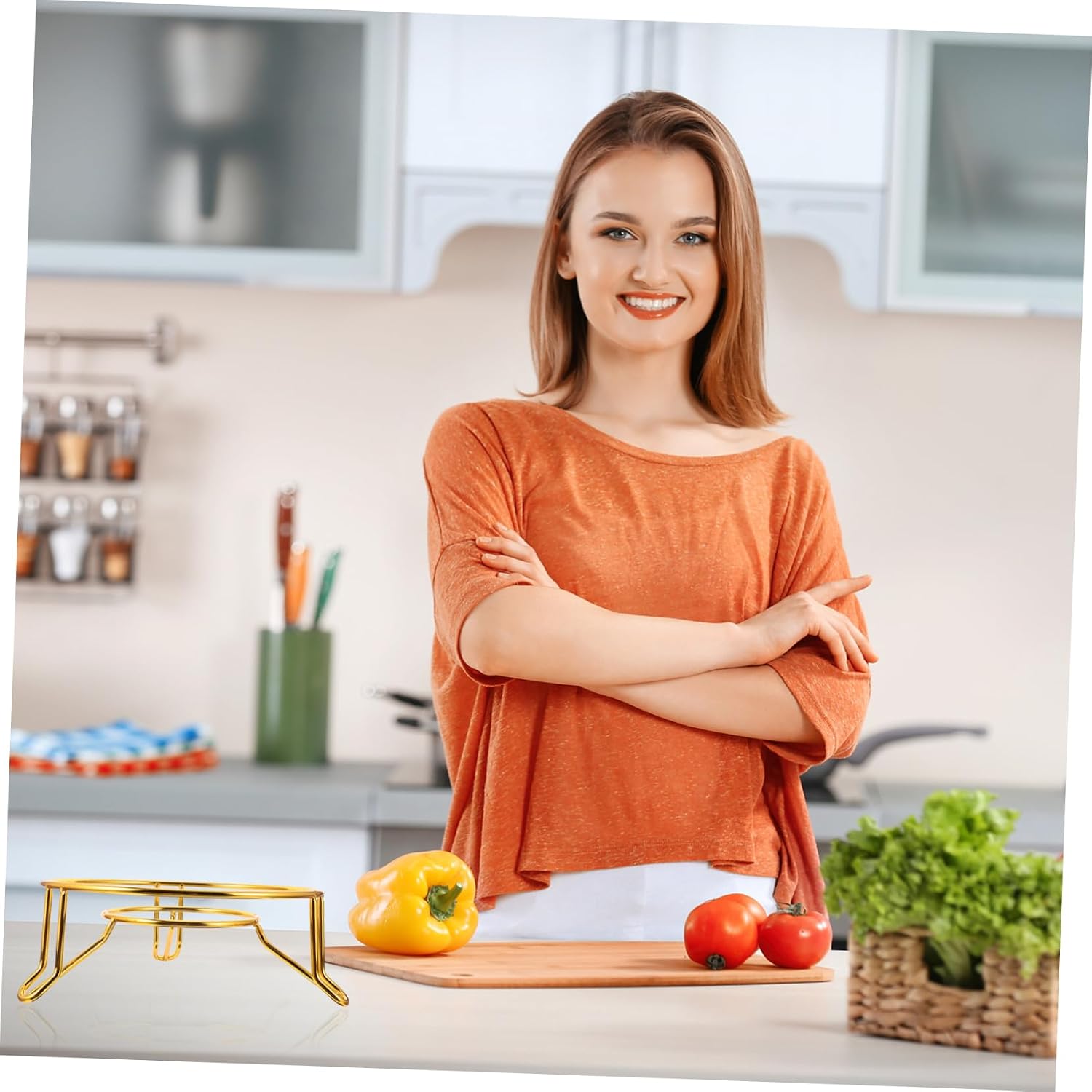 1pc Alloy Pot Rack Rustproof Hot Dish Holder for Kitchen Countertop Storage One Furniture from Heat for Organizing Pots and Pans