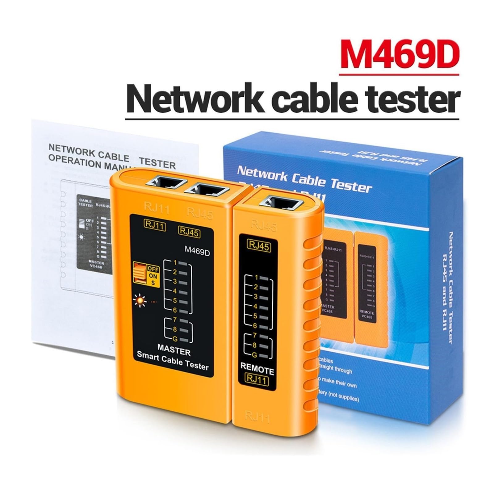 Tester Kabli Sieciowych Narzędzie Sieciowe Narzędzia Do Naprawy Sieci Dokładna Szybka Diagnostyka(2PCS Yellow)