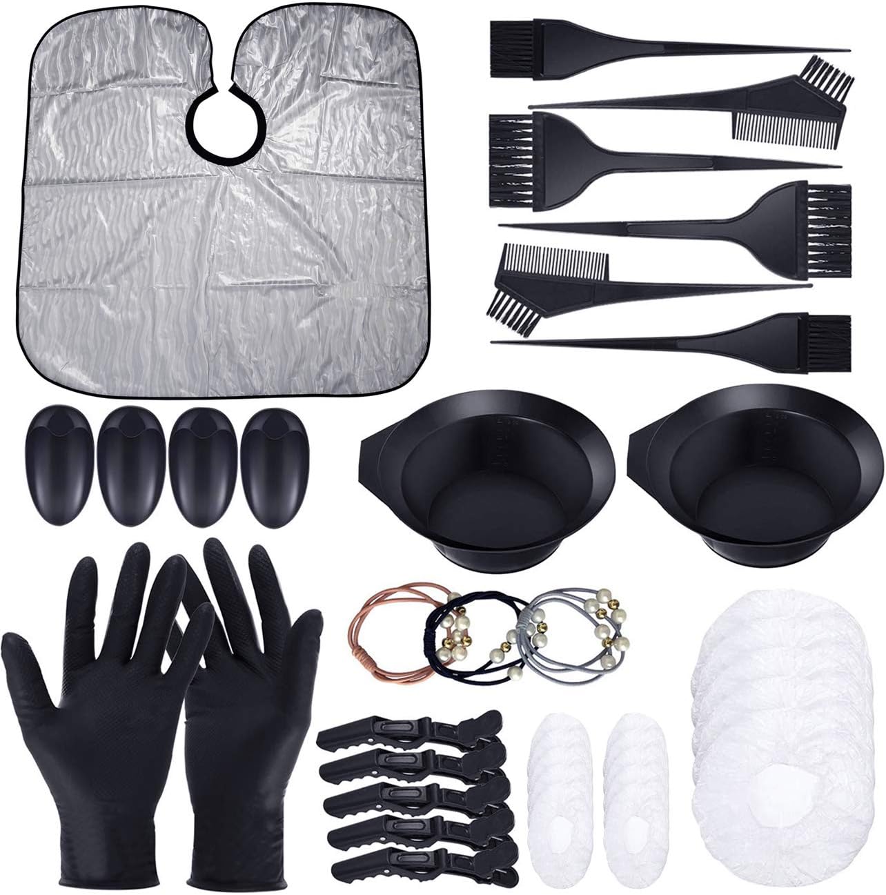Cefanty 44 Pcs Hair Dye Coloring Kit,Hair Tinting Bowl,Dye Brush,Ear Cover,Hair Ties,Gloves for DIY Salon Hair Coloring Bleaching Dryers Tools: Kitchen & Dining