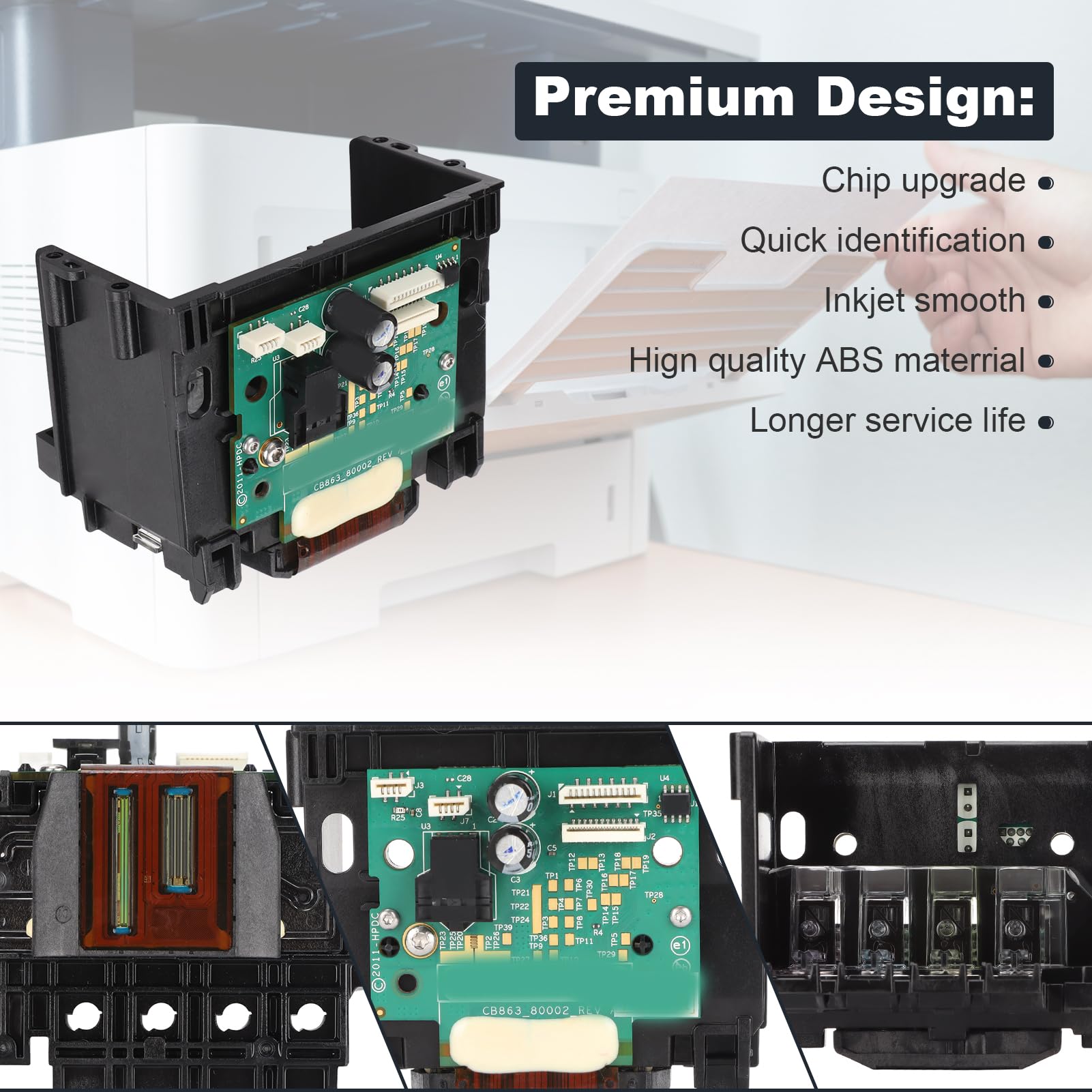 Cabezal de Repuesto para HP OfficeJet 6600 6100 6700 7110 7510 7512 7610 7612,Cabezal de Impresora, Semi Acabado de la Cabeza de la Impresora, producido en estricto Acuerdo, Excelente Rendimiento