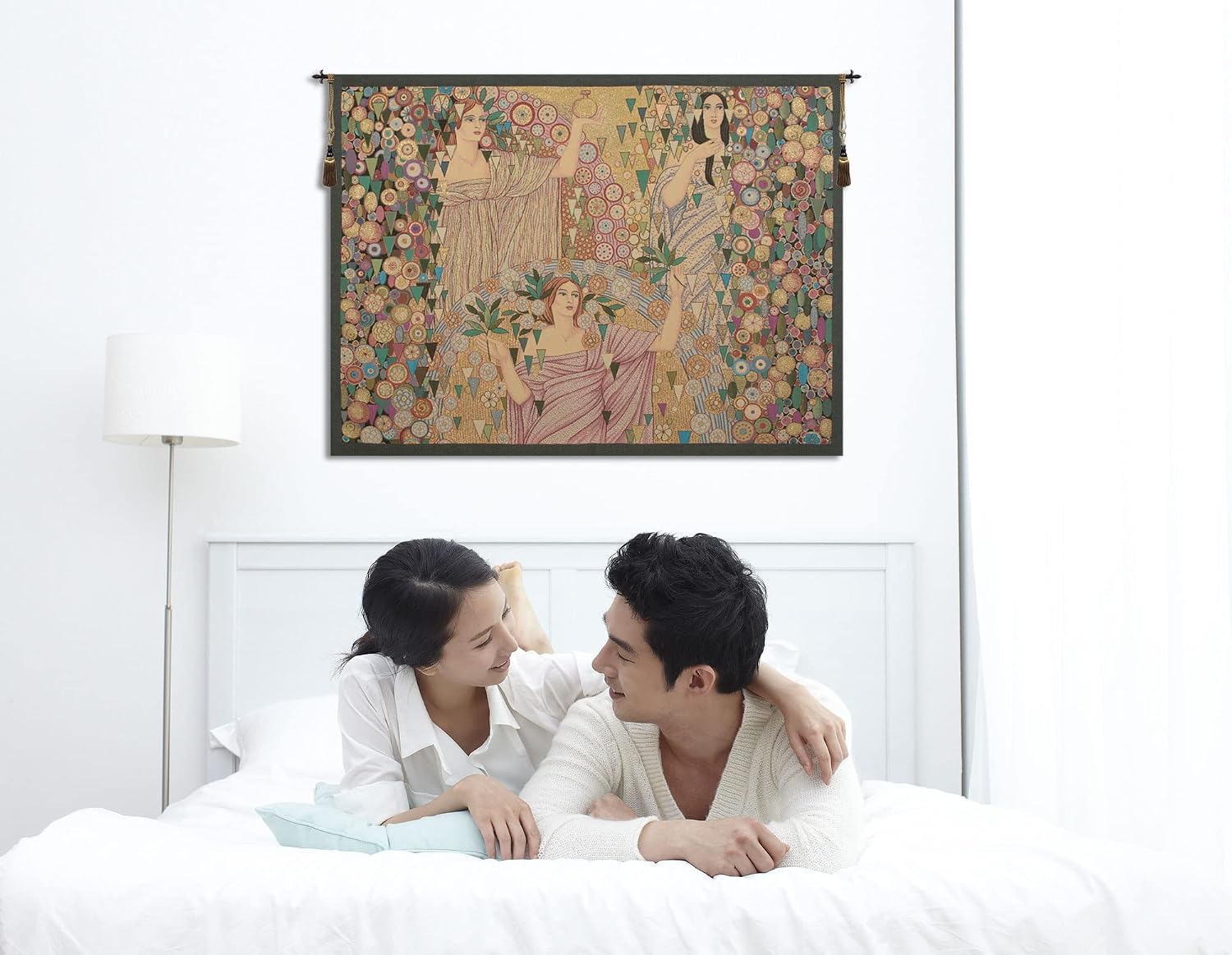 Charlotte Home Furnishings Inc. Primavera Horizontal Italian Tapestry Wall Hanging 39 X 53 Inch Viscose Cotton And Polyester Blend Wall Art Woven In Italy Perfect For Wall Decor By Galileo Chini